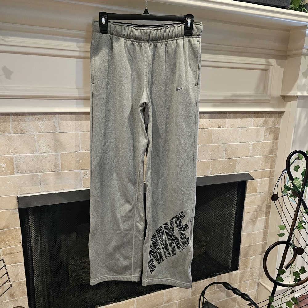 NIKE THERMA-FIT Small Men's Soft Polyester Fleece Joggers Heather Gray